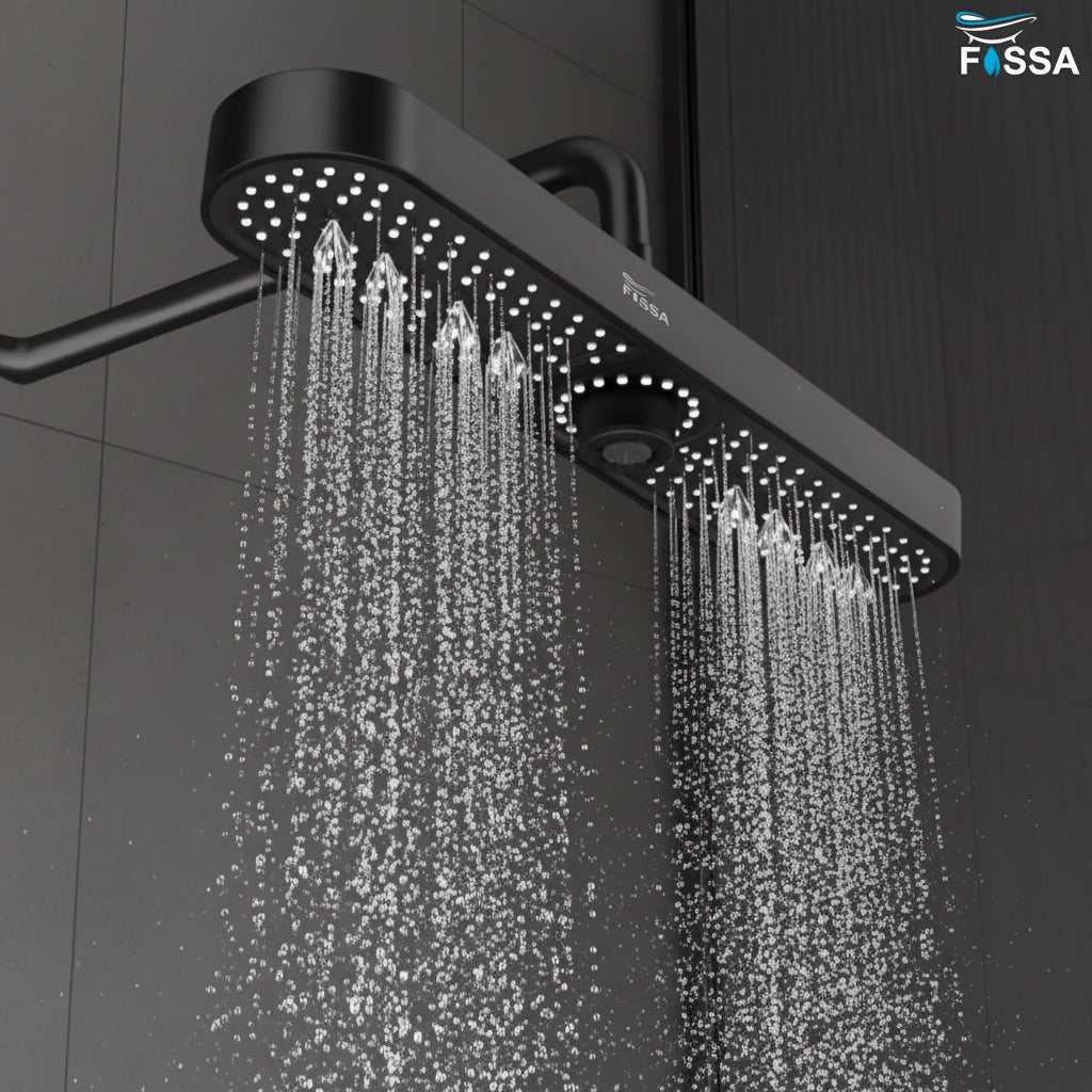 Helios 48cm ABS Black Finish Overhead Shower Without Arm-1