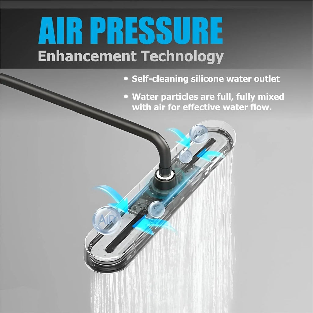 Helios 48cm ABS Black Finish Overhead Shower Without Arm-4