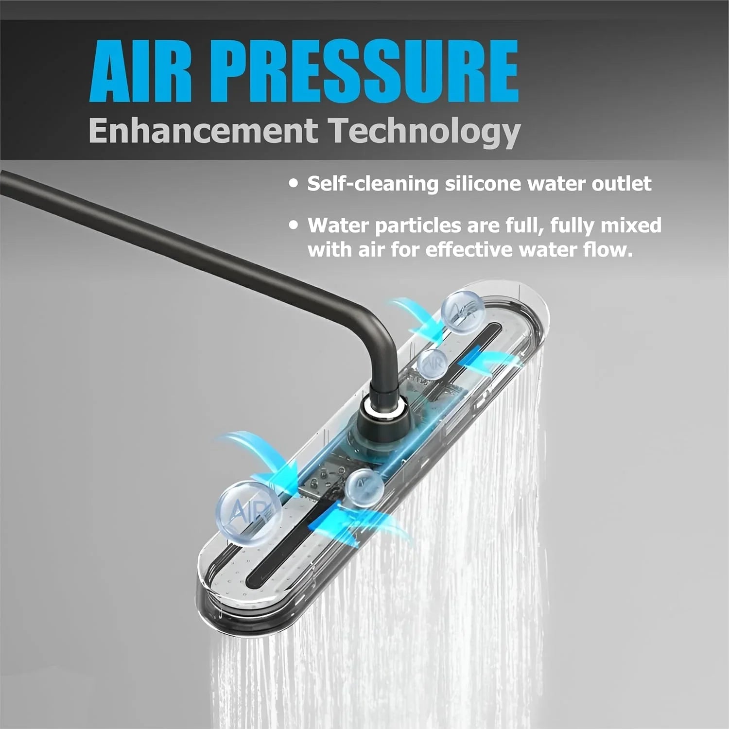 Helios 48cm ABS Black Finish Overhead Shower Without Arm-4